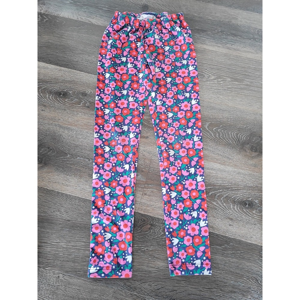 Hanna Andersson Floral Print‎ Leggings Girls Pants 10 140cm Pink Red Blue #4